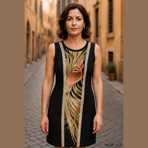 Sathiya Vintage Sleeveless Dress, Mixed Fabric, Size 46 EU/10 USA.Made In Italy.